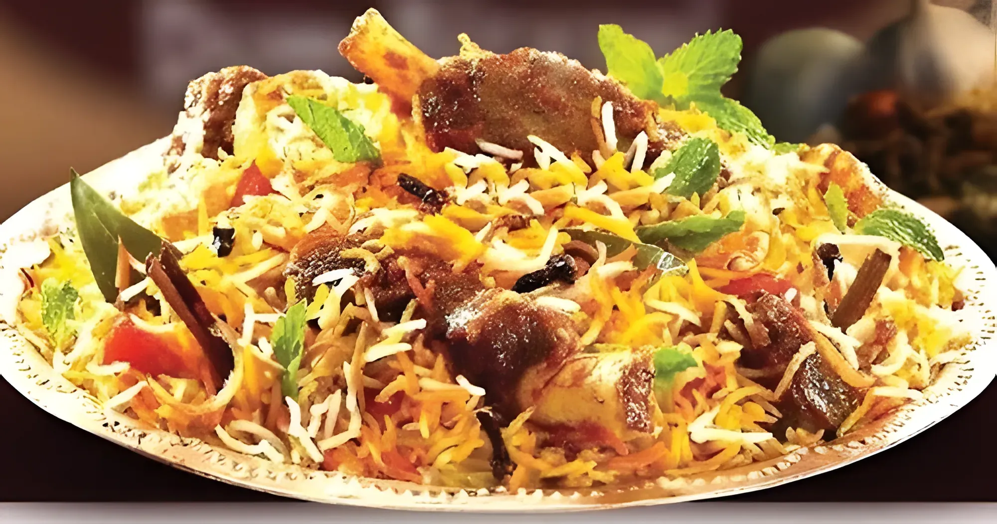 Plate of mutton biryani